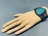 Important Native American Navajo Guild Early Vintage Native American Navajo Sterling Silver Turquoise Bracelet-Nativo Arts