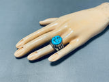 Stunning Vintage Native American Navajo Blue Sky Turquoise Sterling Silver Ring-Nativo Arts