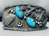 Opulent Vintage Native American Navajo Blue Gem Turquoise Sterling Silver Bracelet-Nativo Arts