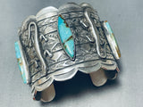 100+ Gram Native American Navajo Royston Turquoise Sterling Silver Gecko Bracelet-Nativo Arts