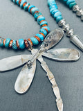 One Of The Most Beautiful Native American Zuni Turquoise Butterfly Sterling Silver Necklace-Nativo Arts