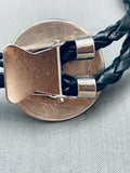 Native American Super Intricate Vintage Navajo Turquoise Jet Sterling Silver Inlay Bolo Tie-Nativo Arts