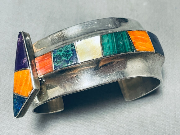 Important 6' Wrist Vintage Native American Navajo Turquoise Inlay Sterling Silver Bracelet-Nativo Arts