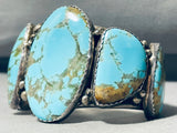 One Of The Largest Vintage Native American Navajo #8 Turquoise Row Sterling Silver Bracelet-Nativo Arts