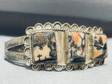 Cheetah Wood Vintage Native American Navajo Sterling Silver Wave Bracelet-Nativo Arts