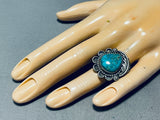 Marvelous Vintage Native American Navajo Carico Lake Turquoise Sterling Silver Ring