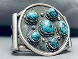 Heavy 124 Grams Vintage Native American Navajo Turquoise Sterling Silver Bracelet Cuff-Nativo Arts