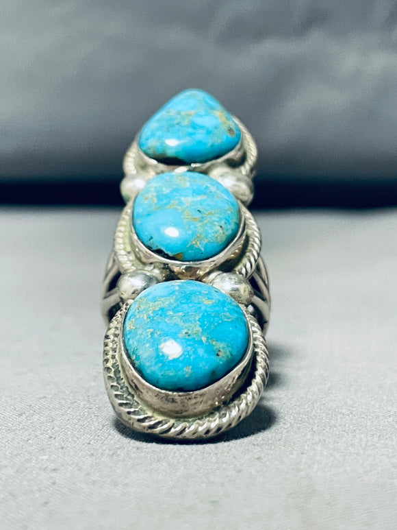 33 Grams Colossal Vintage Native American Navajo Turquoise Sterling Silver Ring-Nativo Arts