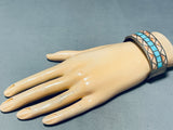 6.5 Inch Wrist Vintage Native American Navajo Turquoise Shell Sterling Silver Bracelet-Nativo Arts