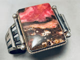 The Most Unique Vintage Native American Navajo Pink Petrfied Wood Sterling Silver Bracelet-Nativo Arts
