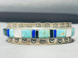 Rare Mine Vintage Native American Navajo Easter Blue Turquoise Inlay Sterling Silver Bracelet-Nativo Arts