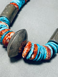 Outstanding Vintage Native American Navajo Turquoise Shell Sterling Silver Tube Necklace-Nativo Arts