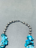 Incomparable Vintage Native American Navajo Old Kingman Turquoise Sterling Silver Necklace-Nativo Arts