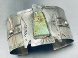 Thunderbird Of Royston Turquoise Vintage Native American Navajo Sterling Silver Bracelet-Nativo Arts