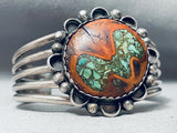 Walnut Wood Turquoise Inlay Vintage Native American Navajo Sterling Silver Bracelet-Nativo Arts