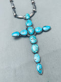 One Of The Biggest Vintage Native American Navajo Turquoise Sterling Silver Cross Necklace-Nativo Arts