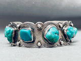 Sturdy Vintage Southwest Turquoise Nugget Sterling Silver Bracelet-Nativo Arts