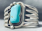 Leonard Nez Astonishing 105 Grams Blue Gem Turquoise Sterling Silver Bracelet-Nativo Arts