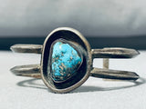 Magnificent Vintage Native American Navajo Pilot Mountain Turquoise Sterling Silver Bracelet-Nativo Arts