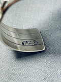 Signed Vintage Native American Navajo Old Kingman Turquoise Sterling Silver Bracelet-Nativo Arts