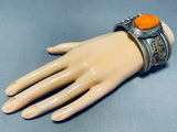 One Of The Best Vintage Native American Navajo Spiny Oyster Sterling Silver 14k Gold Bracelet-Nativo Arts