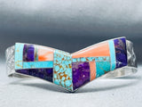 One Of The Best Ever Vintage Native American Navajo Turquoise Inlay Sterling Silver Bracelet-Nativo Arts