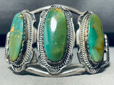 Jawdropping Green Turquoise!! Vintage Native American Navajo Sterling Silver Bracelet-Nativo Arts