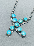 Ann Curley Vintage Native American Navajo Blue Gem Kingman Turquoise Sterling Silver Necklace-Nativo Arts