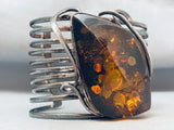 Best Vintage Native American Navajo Amber Sterling Silver Ancient Tree Sap Bracelet-Nativo Arts