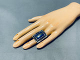 One Of The Best Vintage Native American Navajo Midnight Lapis Sterling Silver Ring-Nativo Arts
