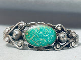 Vintage Native American Navajo Swirl Royston Turquoise Sterling Silver Bracelet-Nativo Arts