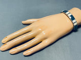 5.5 Inch Small Wrist Vintage Navajo Lapis Sterling Silver Inlay Bracelet-Nativo Arts