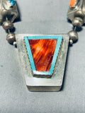 One Of The Finest Vintage Native American Navajo Turquoise Shell Sterling Silver Necklace-Nativo Arts