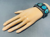 Important Mine!! Vintage Native American Navajo Turquoise Sterling Silver Bracelet Old-Nativo Arts
