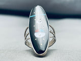 Moon And Sun Native American Navajo Turquoise Inlay Sterling Silver Ring-Nativo Arts