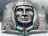 Important Vintage Native American Navajo Chief Head Turquoise Sterling Silver Bracelet-Nativo Arts