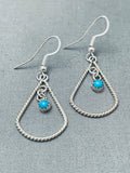 Hand Twisted Rope Vintage Native American Navajo Teardrop Turquoise Sterling Silver Earrings-Nativo Arts