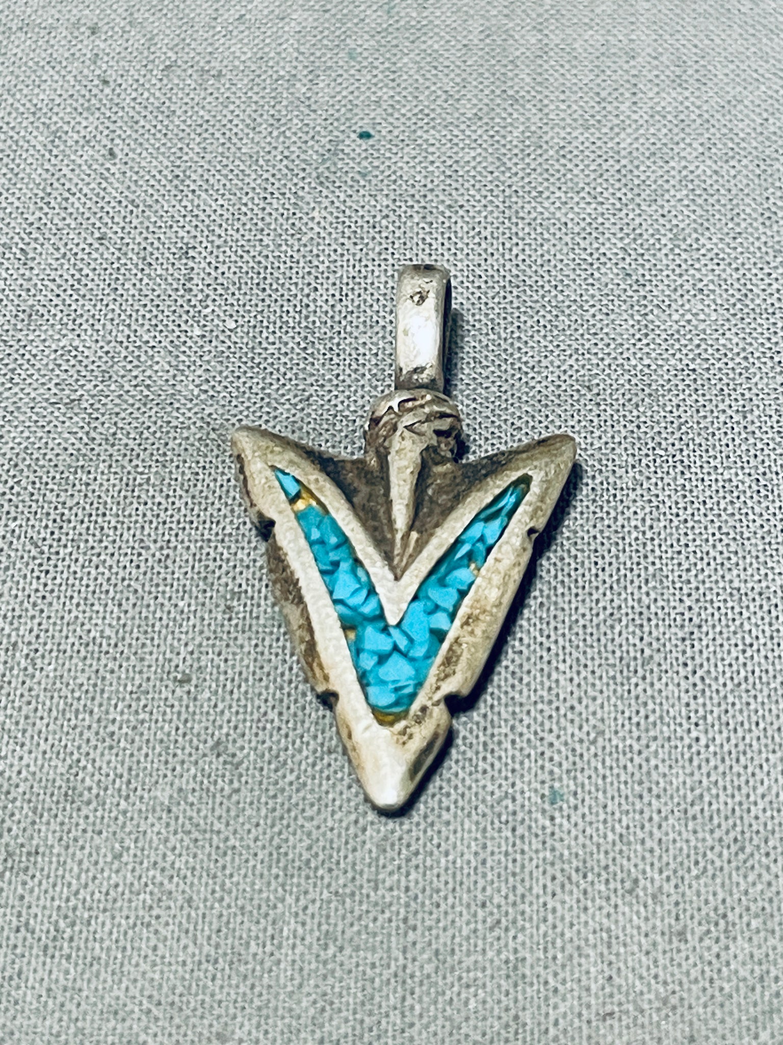 Rare Vintage Native American Navajo Turquoise Chip Inlay Sterling Silv ...