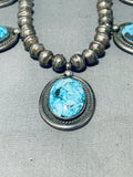 Captivating Vintage Native American Navajo 5 Bisbee Turquoise Sterling Silver Necklace-Nativo Arts