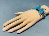 Stunning Vintage Native American Navajo Turquoise Sterling Silver Butterfly Bracelet-Nativo Arts