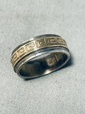 Fascinating Vintage Native American Navajo Sterling Silver 14k Gold Overlay Solid Ring-Nativo Arts