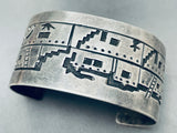 Detailed Vintage Navajo Pueblo Sterling Silver Bracelet Cuff-Nativo Arts