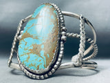 Towering Vintage Native American Navajo Easter Blue Turquoise Sterling Silver Bracelet-Nativo Arts