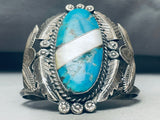 One Of The Coolest Vintage Native American Navajo Turquoise Inlay Sterling Silver Bracelet-Nativo Arts