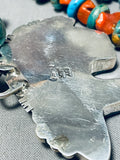 Stellar Vintage Signed Native American Navajo Inlay Jet Turquoise Cosmic Bear Necklace-Nativo Arts