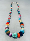 Tommy Rose Singer Native American Navajo Turquoise Coral Lapis Amethyst Sterling Silver Necklace-Nativo Arts