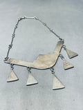 One Of The Most Beautiful Vintage Native American Zuni Dangle Turquoise Sterling Silver Necklace-Nativo Arts