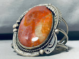 One Of The Best Ever Vintage Native American Navajo Petrified Wood Sterling Silver Bracelet Old-Nativo Arts