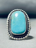 Sparkling Native American Navajo Blue Gem Turquoise Sterling Silver Ring-Nativo Arts