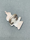 Detailed Vintage Native American Zuni Quail Bird Inlay Sterling Silver Ring Old-Nativo Arts